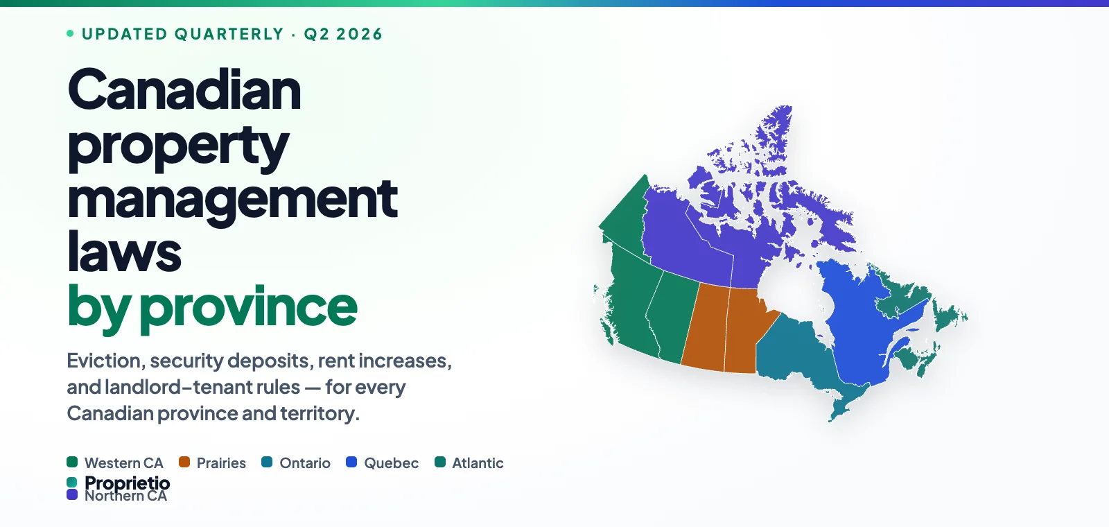 Canadian property management laws by province — eviction, deposits, rent increases and landlord-tenant rules for every province and territory